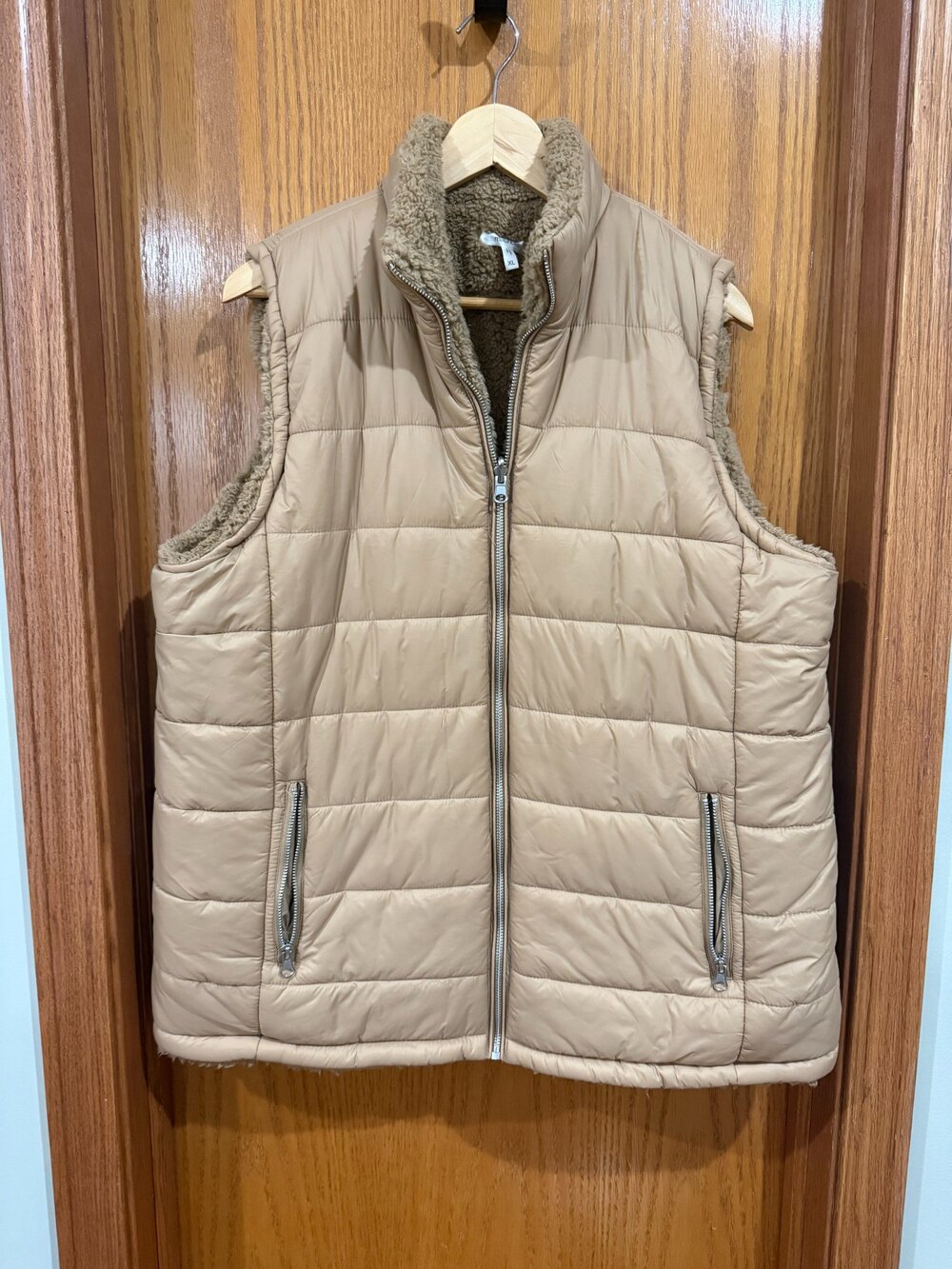 Maurices Sherpa Lined Puffer Vest Tan Size XL